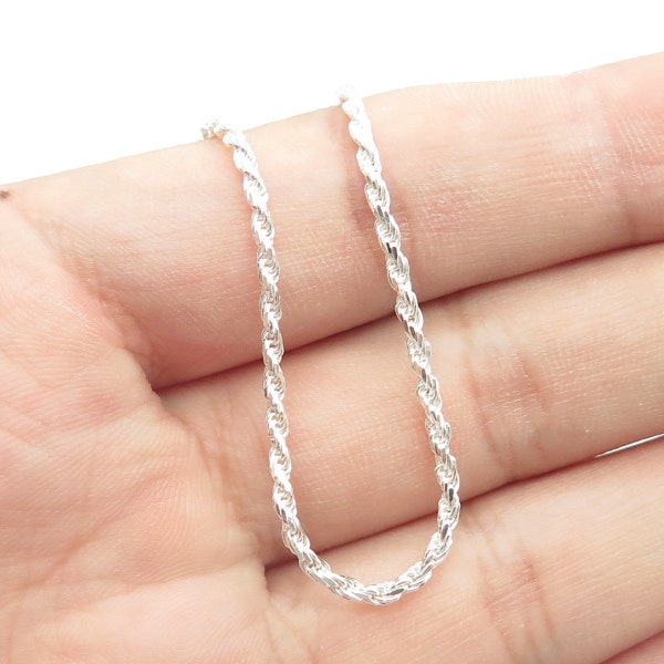 925 Sterling Silver Italy Twisted Roped Chain Necklace 24"