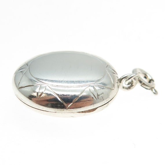 925 Sterling Silver Vintage Sun Oval Locket Charm… - image 6