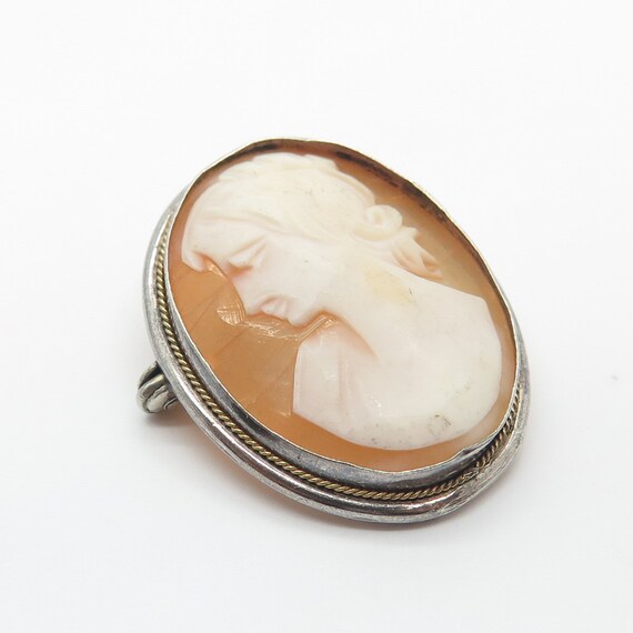 800 Silver / Gold Antique Real Mother-Of-Pearl Ca… - image 3