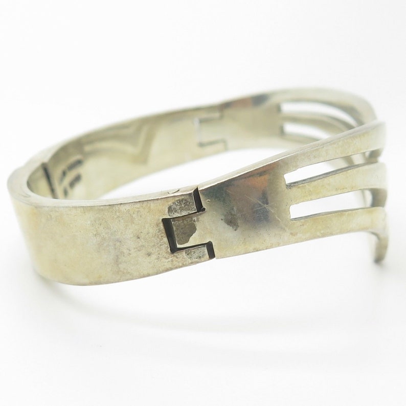 Mexico Vtg 925 Sterling Silver Wide Modernist Bangle Bracelet 7