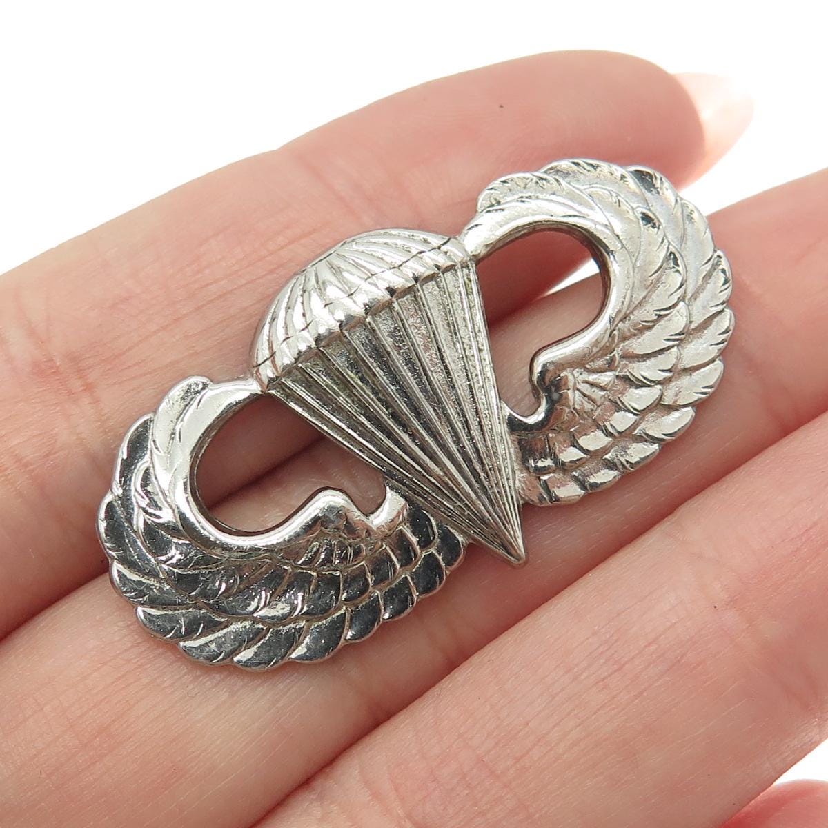 925 Sterling Silver Antique WWII US Air Force Parachutist Pin