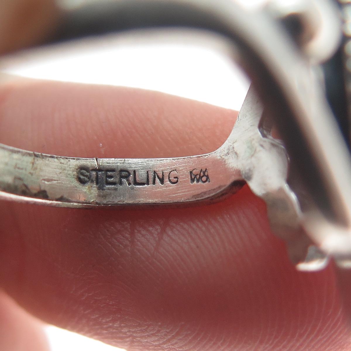 WHEELER MFG CO 925 Sterling Silver Vintage Hematite Gem Twisted