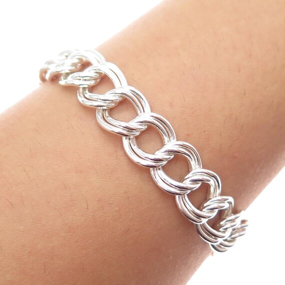 925 Sterling Silver Vintage Italy Double Curb Link Bracelet 7.25
