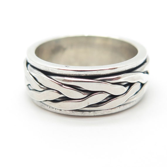 925 Sterling Silver Vintage Roots Rotating Band R… - image 4