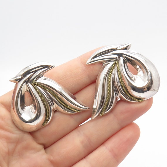925 Sterling Silver 2-Tone Vintage Mexico Twisted… - image 1