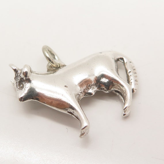 925 Sterling Silver Vintage Bull / Ox 3D Pendant - image 6