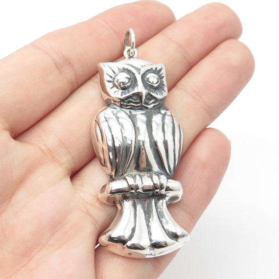 Wise Owl Charm Antiqued Sterling Silver, Made in the USA Wise Owl Charm Antiqued Sterling Silver, Made in the USA