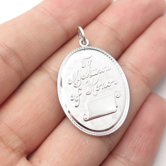 925 Sterling Silver Vintage Griffith & Sons Co "To My Matron of Honor" Pendant