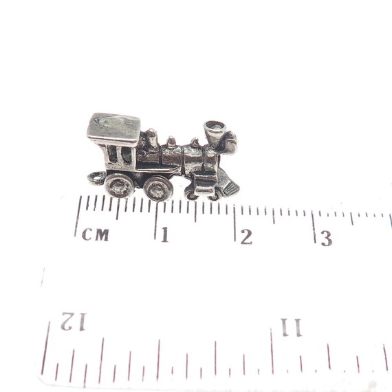 925 Sterling Silver Vintage Steam Train 3D Oxidized Pendant View 4