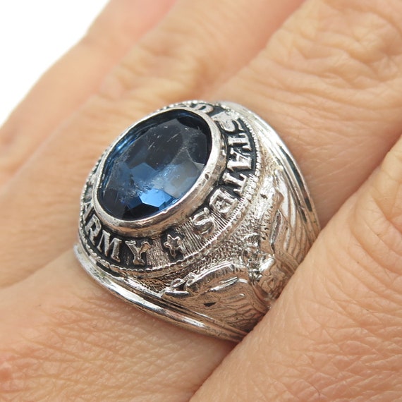 CREST CRAFT 925 Sterling Silver Antique Art Deco Blue Glass