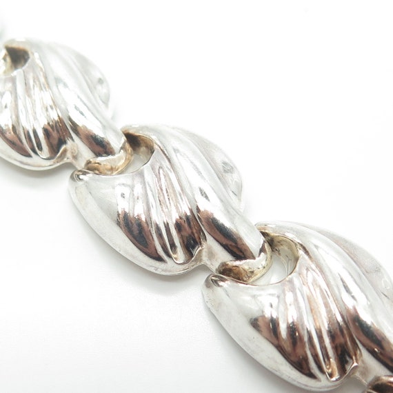 925 Sterling Silver Vintage Italy Puffy Modernist… - image 3