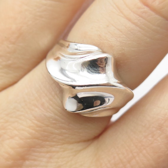 925 Sterling Silver Vintage Wrinkled Ring Size 7 Etsy