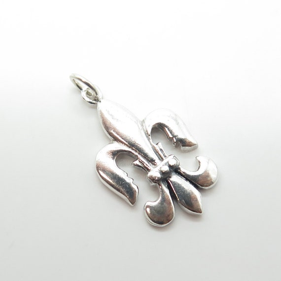 925 Sterling Silver Vintage Fleur de Lis Charm Pe… - image 4