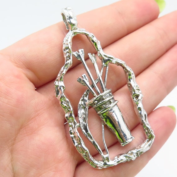 925 Sterling Silver Vintage Bow and Arrows Pendant - image 1
