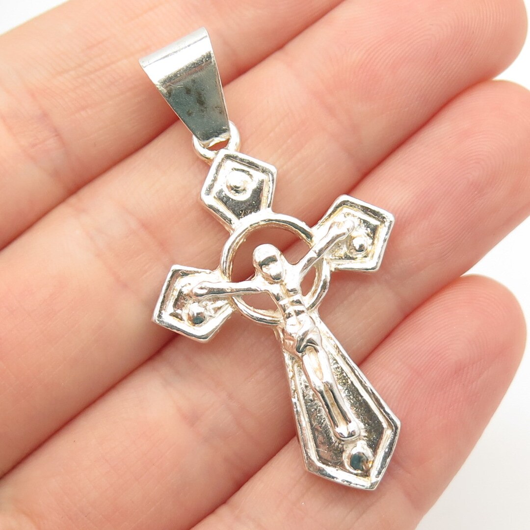 925 Sterling Silver Vintage Crucifix Cross Pendant - Etsy