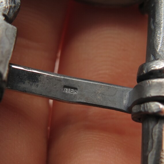 925 Sterling Silver Vintage Wicker Belt Buckle - image 9