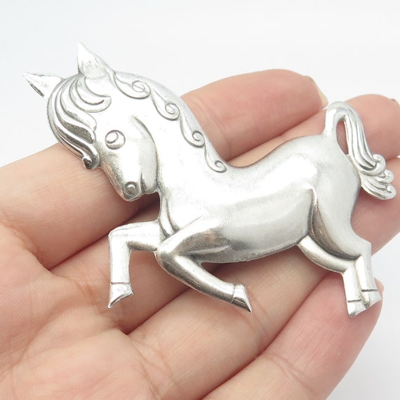 925 Sterling Silver Vintage Truart Pony Horse Pin 
