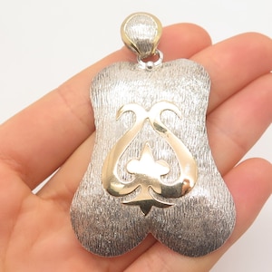 925 Sterling Silver / Gold Filled Vintage Fleur-de-Lis Textured Pendant