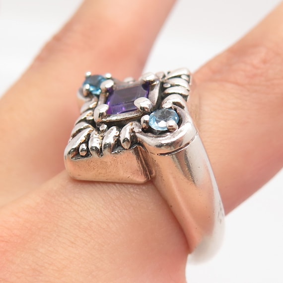 925 Sterling Silver Vintage Amethyst and London B… - image 2