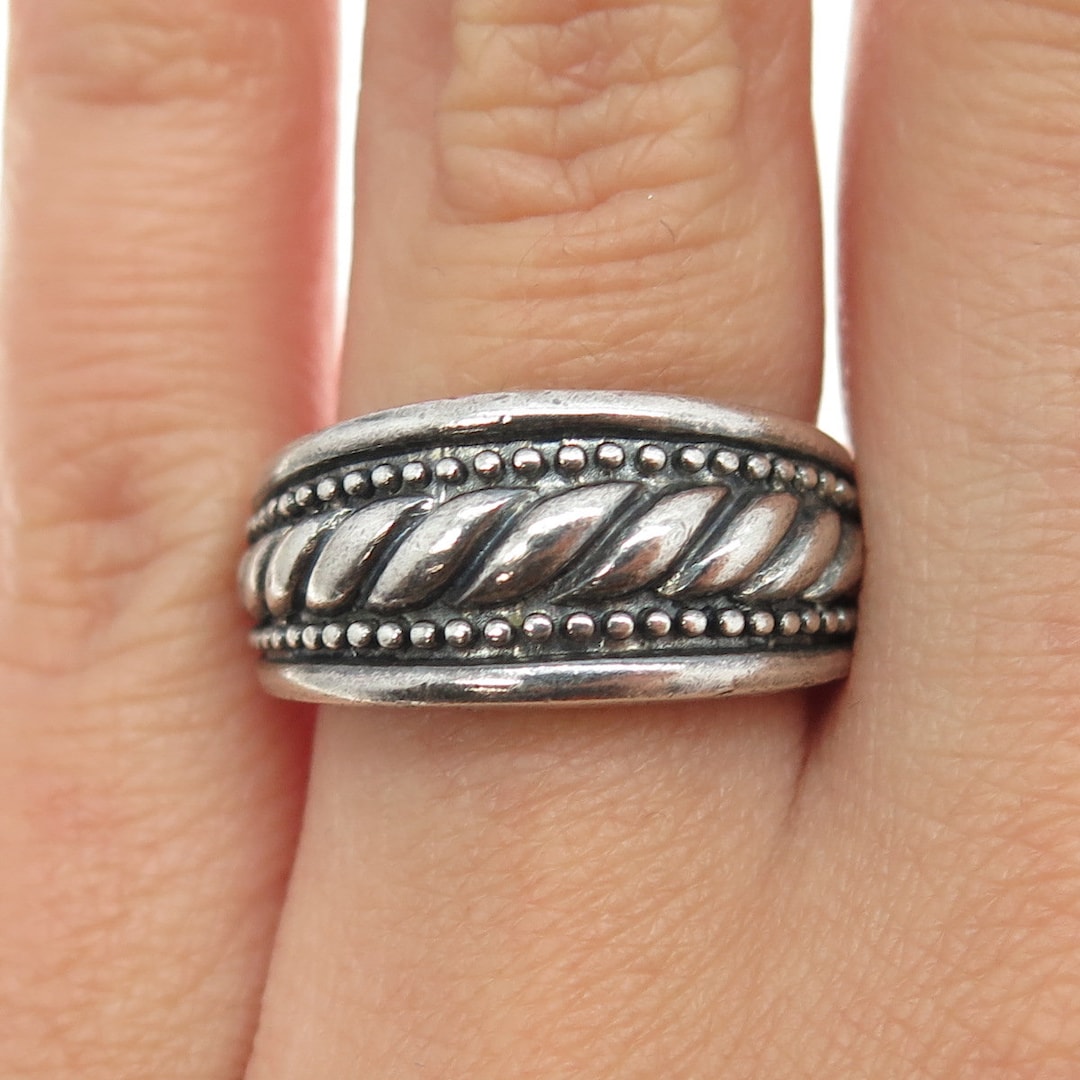 CHAPAL ZENRAY 925 Sterling Silver Vintage Twisted Rope Ring Size