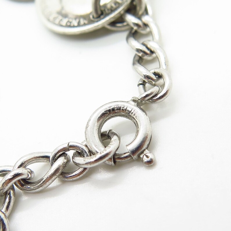 Vtg 925 Sterling Silver Assorted British Coins Dangling Cable Link Bracelet 7