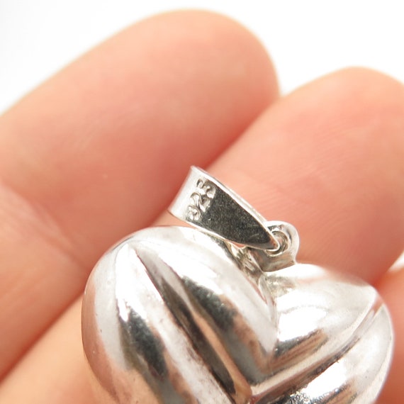 925 Sterling Silver Vintage Heart Hollow Pendant - image 5