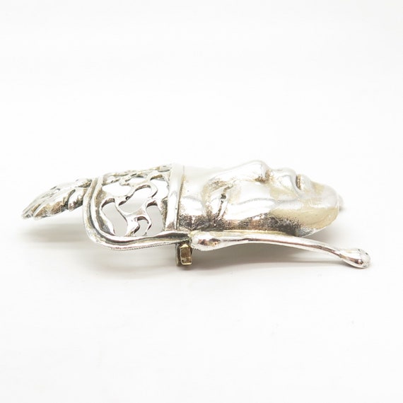 925 Sterling Silver Vintage Tribal God Pin Brooch - image 3