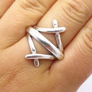 925 Sterling Silver Vintage Crossed Ring Size 6 3/4