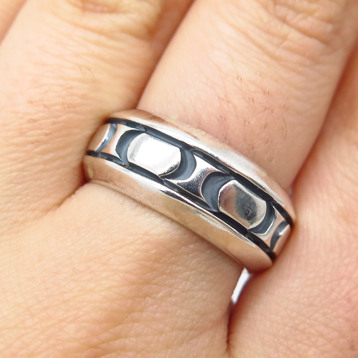 ヴィンテージ MEXICO ヘビー ワイド バンドリング 925 925 Sterling Silver Vintage Mexico Band Ring Size 7.5 - Etsy