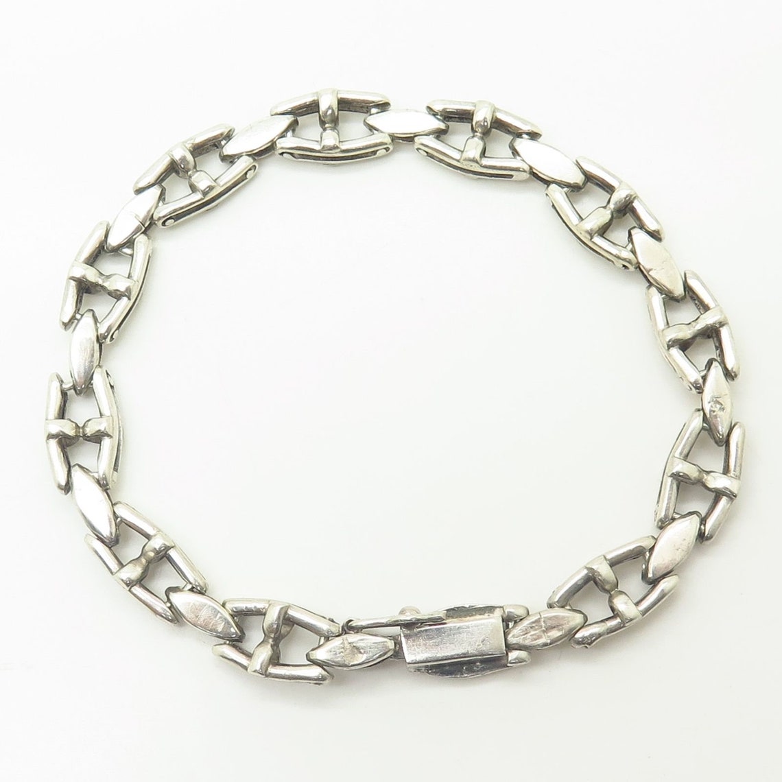 Vtg 925 Sterling Silver / Gold Anchor Mariner Link Bracelet 7 Etsy