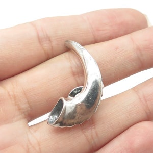 925 Sterling Silver Vintage Horn Lapel Pin