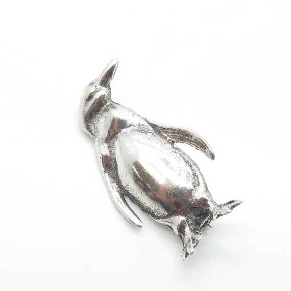 925 Sterling Silver Vintage Penguin Pin Brooch - image 4