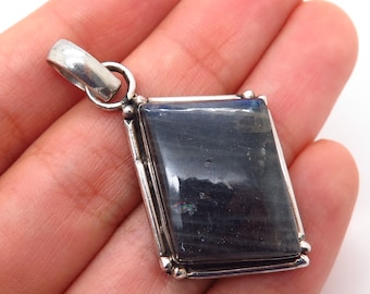 925 Sterling Silver Real Labradorite Gemstone Pendant