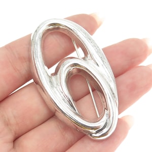 925 Sterling Silver Vintage Modernist Pin Brooch