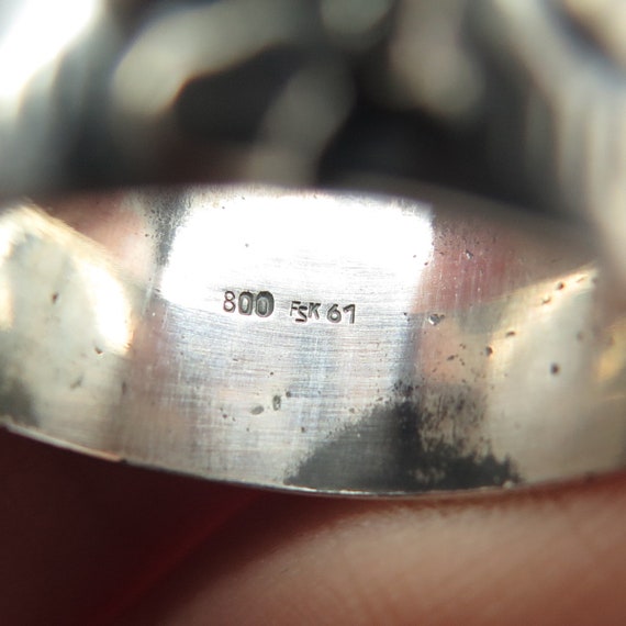 800 Silver Vintage Cow Storyteller Band Ring Size… - image 7