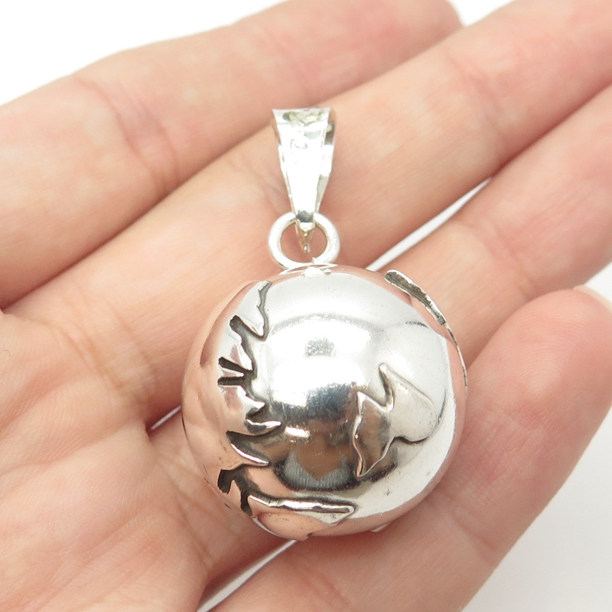 925 Sterling Silver Vintage Mexico Globe Harmony Ball Pendant Etsy