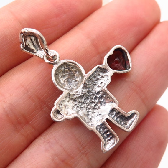 925 Sterling Silver Real Red Garnet and Marcasite… - image 2