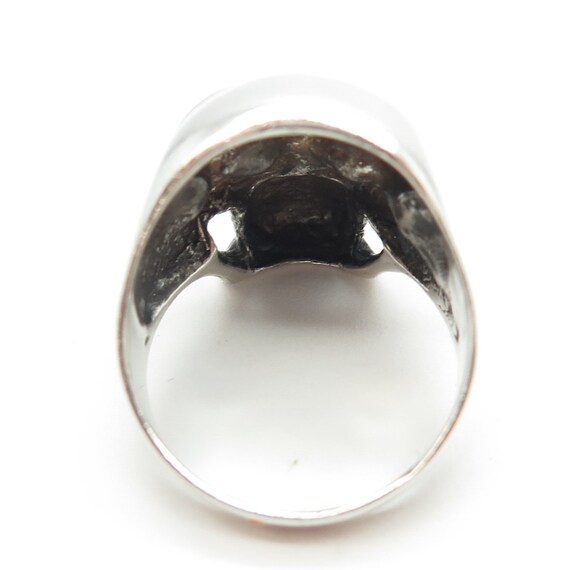 925 Sterling Silver Vintage Skull Biker Ring Size… - image 5