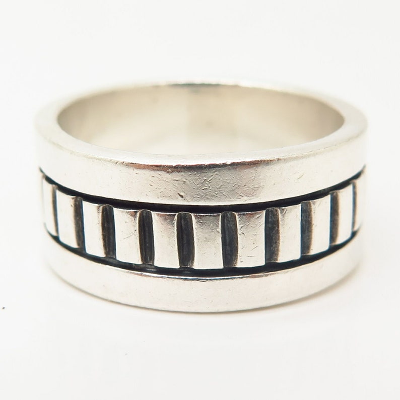925 Sterling Silver Vintage Ornate Design Mens Band Ring Size 11