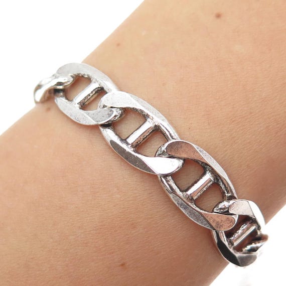 925 Sterling Silver Vintage Italy Anchor Mariner Link Bracelet