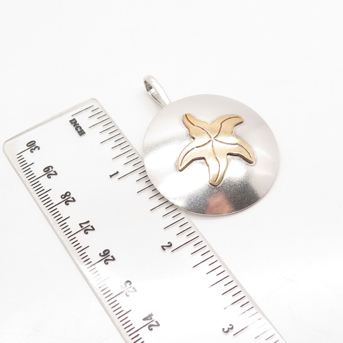 925 Sterling Silver 2-tone Vintage Starfish Round Pendant - Etsy