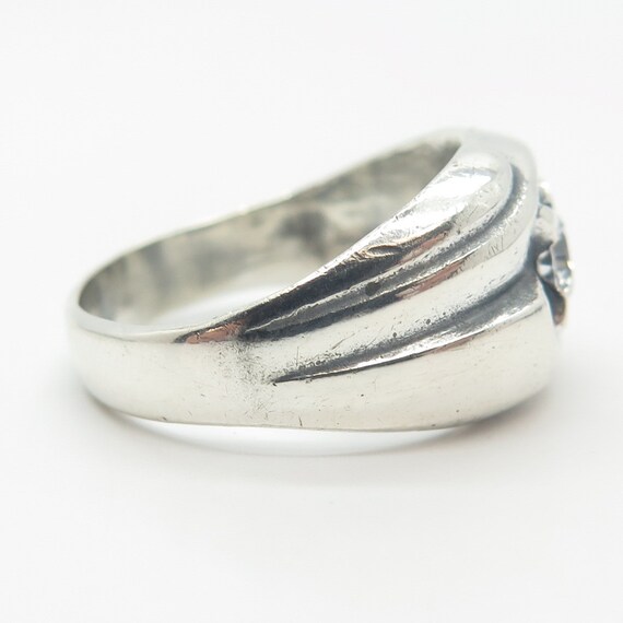 925 Sterling Silver Vintage Round-Cut C Z Wide Ri… - image 4