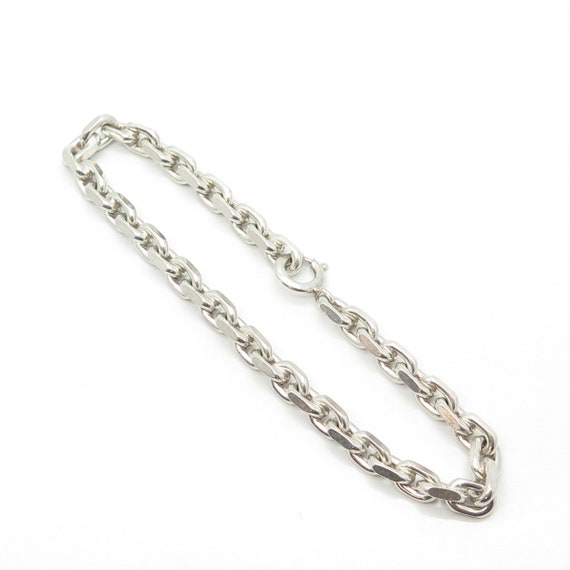 925 Sterling Silver Vintage Flat Edge Link Bracel… - image 5