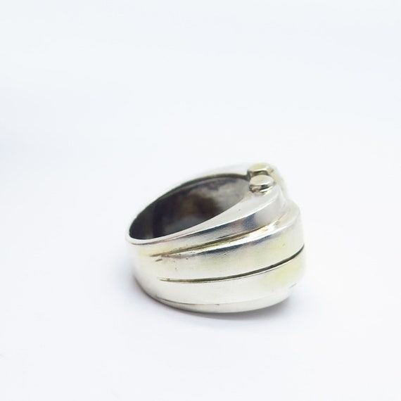 925 Sterling Silver Vintage Modernist Wide Ring S… - image 4