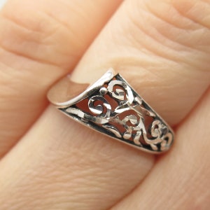 925 Sterling Silver Vintage Swirl Ring Size 6 3/4