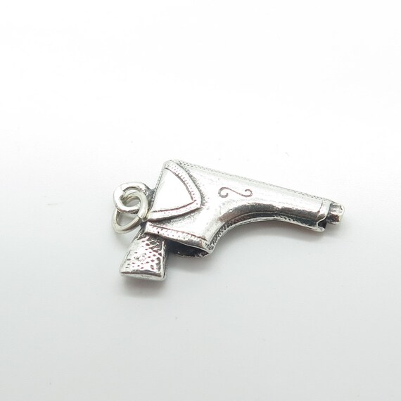 925 Sterling Silver Vintage Gun 3D Charm Pendant - image 8