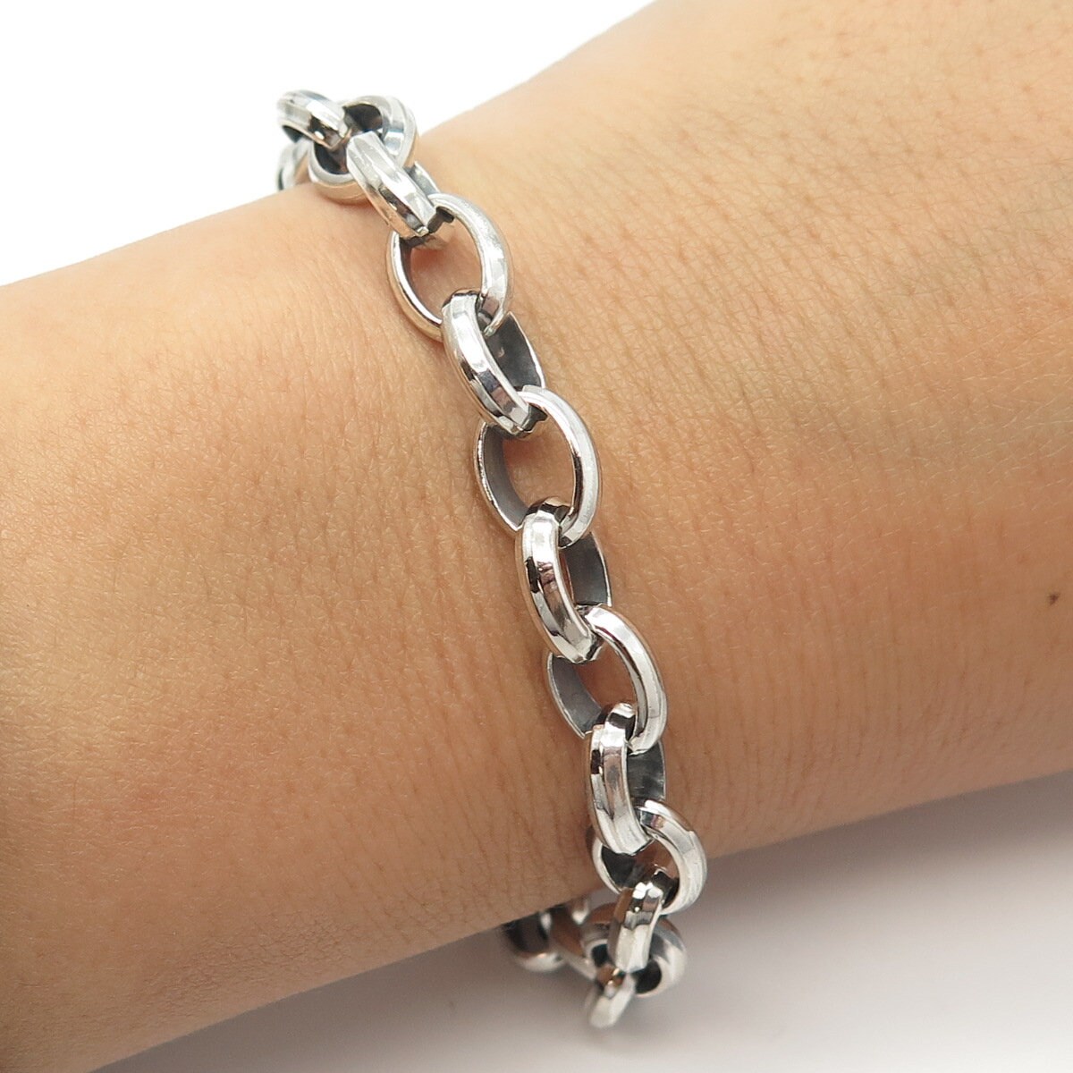 Sterling silver rolo bracelet discount