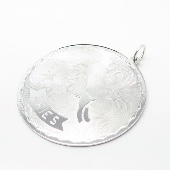 925 Sterling Silver Vintage Aries Zodiac Sign Round P… - Gem