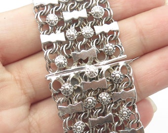 925 Sterling Silver Vintage Mexico Modernist Bracelet 7.5