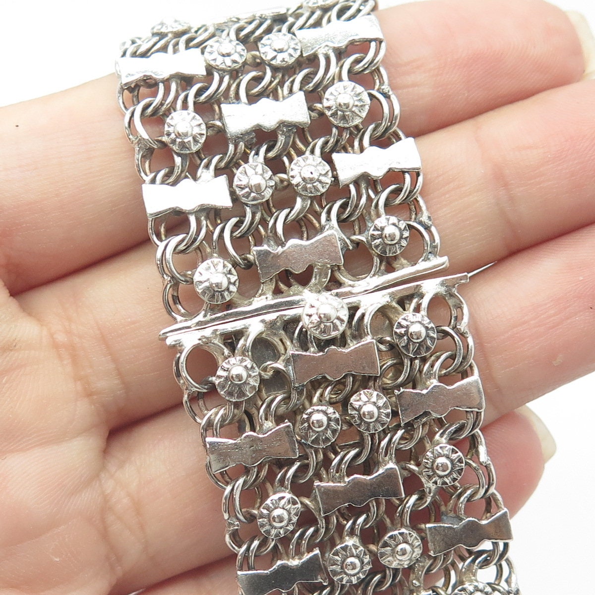 925 Sterling Silver Vintage Mexico Modernist Bracelet 7.5 925 Sterling Silver Vintage Mexico Modernist Bracelet 7.5
